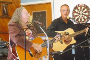 Linda Faith and Larry Birney at Arden Legion's second Open Mic, which will take place regularly on the second Saturday of the month from 1 – 6pm.